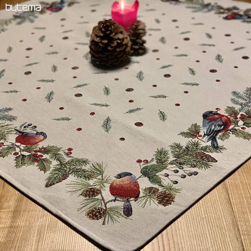 Tapestry tablecloth and scarf BIRD bullfinch