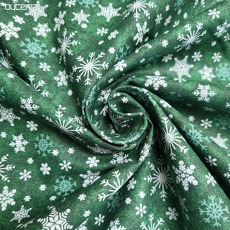 Cotton fabric CHRISTMAS GREEN FLAKES II