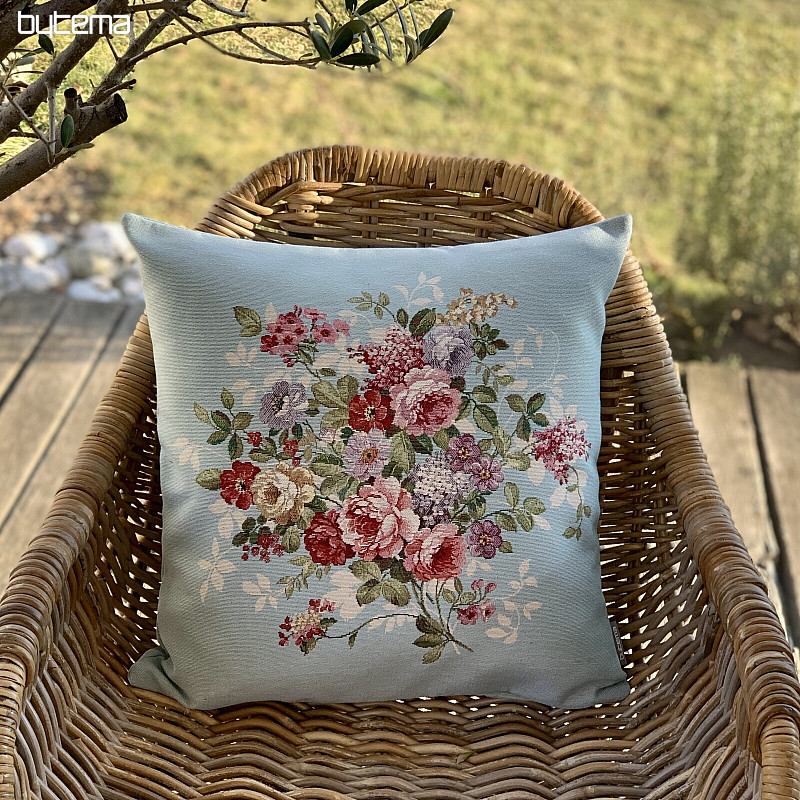 Tapestry cushion cover FLOWER BLUE