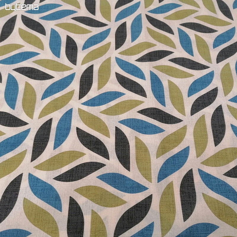 Decorative fabric Coord leaves green-blue