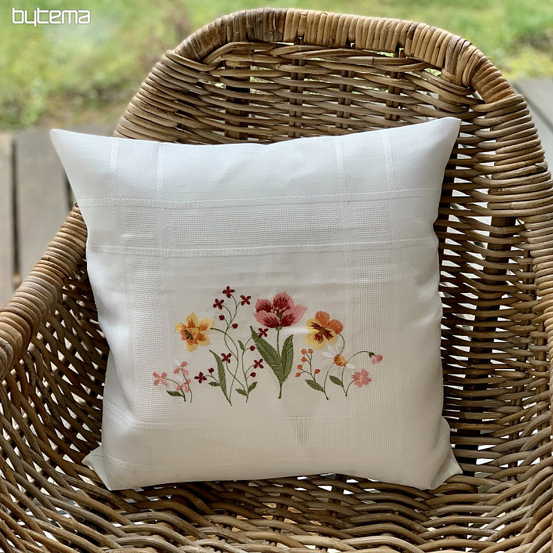 Embroidered cushion cover GARDEN FLOWERS