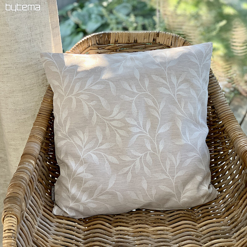 Decorative cushion cover LEAFS beige - double-sided