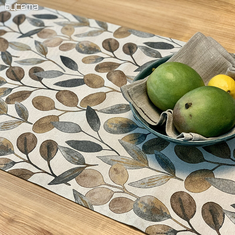 Tablecloth and scarf HOJAS GRAY LEAVES