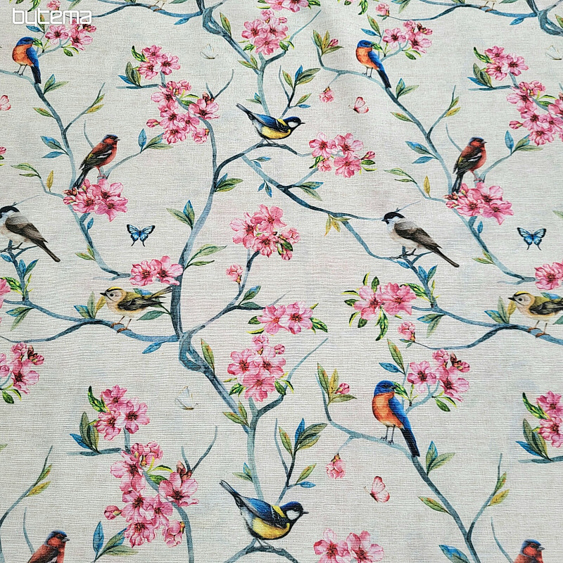 Decorative fabric BIRDS IN BRANCHES