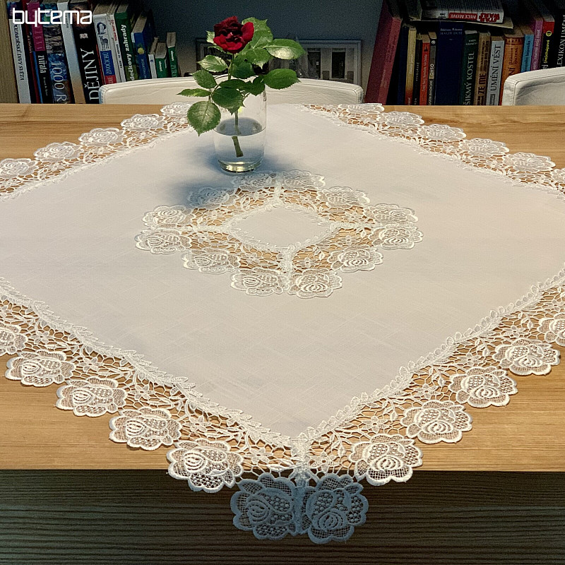 WHITE ROSE LACE tablecloth