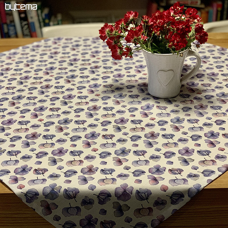 MONTANA PURPLE BLUE FLOWERS tablecloth and scarf