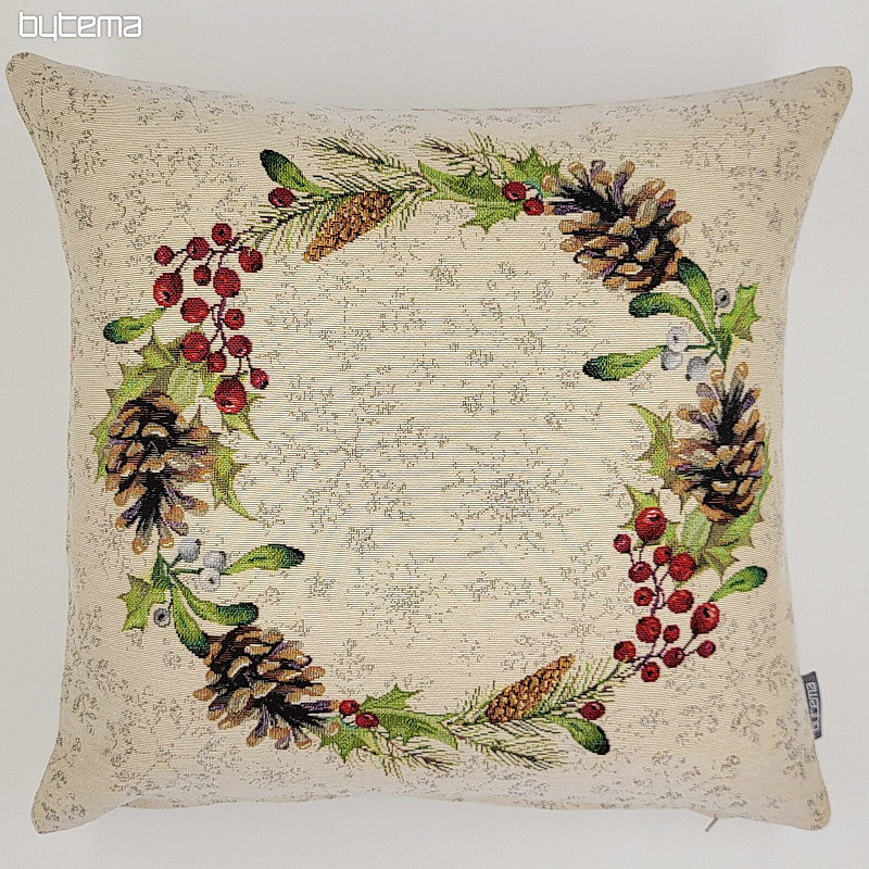 Christmas tapestry cover PINE and MISTLETTE CIRCLE