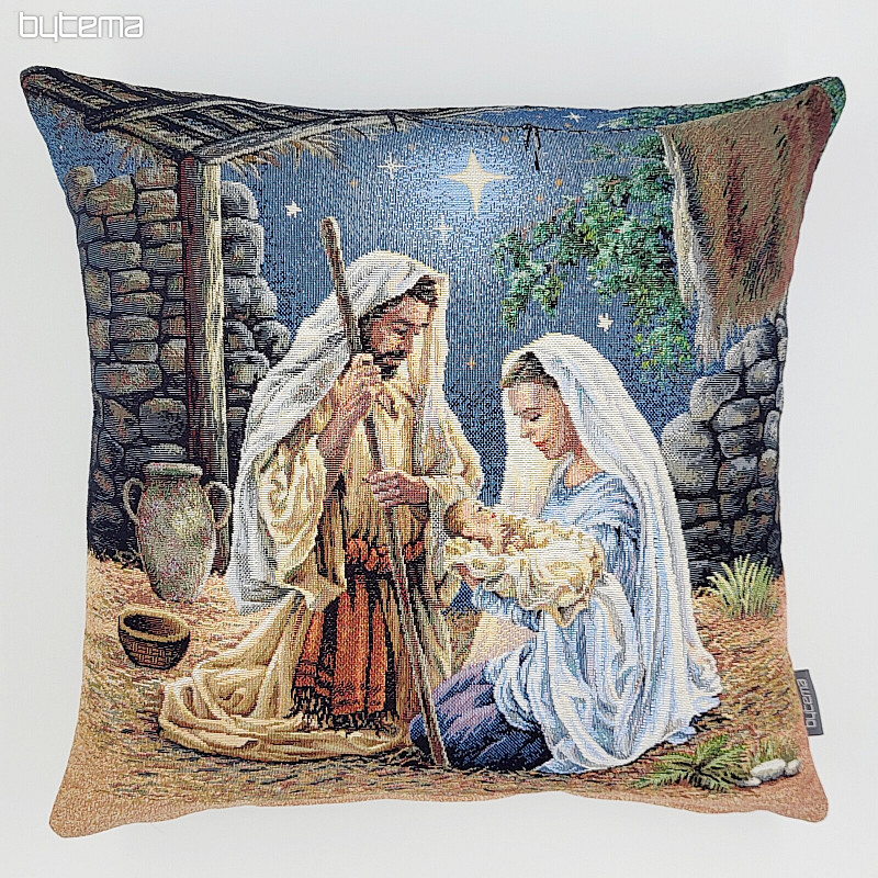 Christmas tapestry covering THE HOLY FAMILY