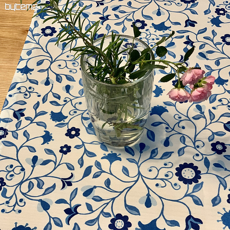 Table cloth and shawl SATINET BLUE FLOWER