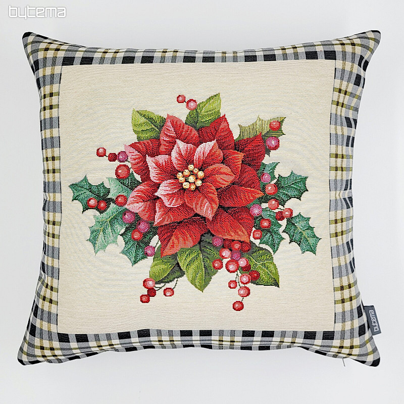 Christmas tapestry cover CHRISTMAS STAR gray check