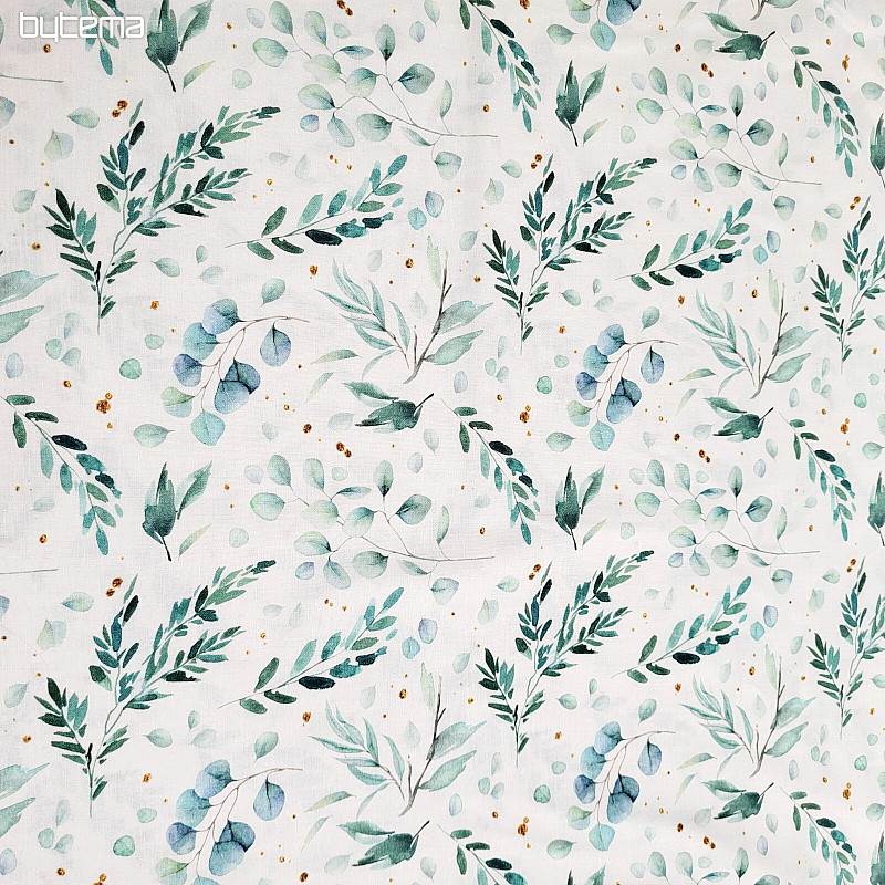 Cotton fabric FINE TWIGS green