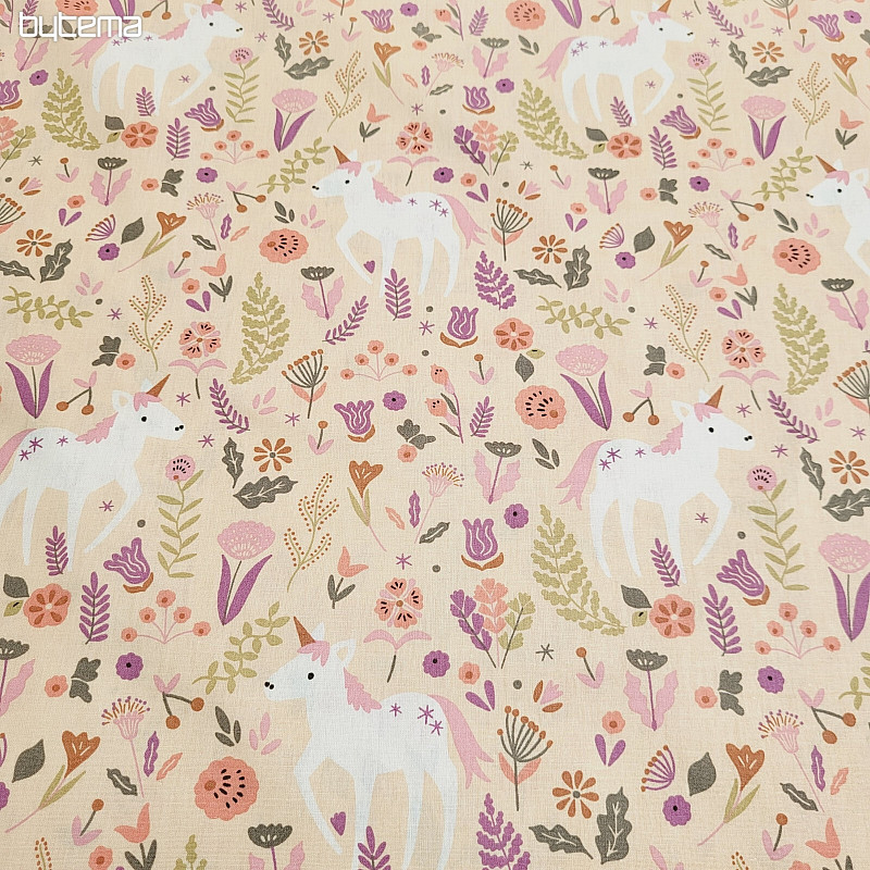 Cotton fabric UNICORN pink