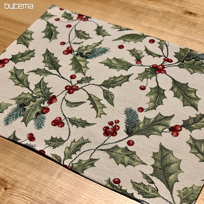 Tapestry tablecloth and scarf CHRISTMAS HOLLY