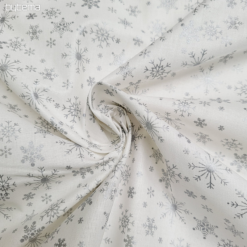 Cotton fabric LARGE FLAKES silver