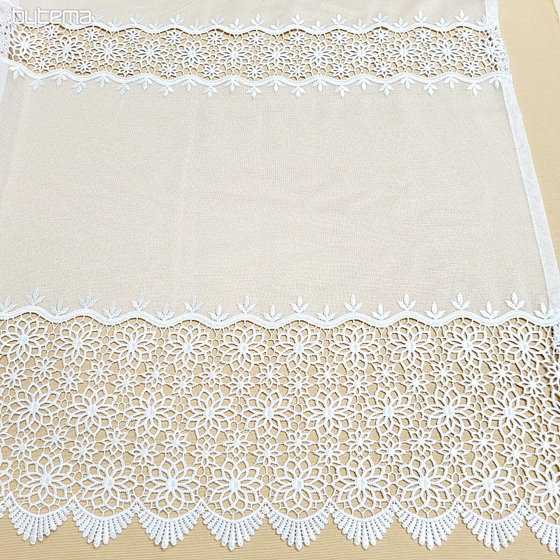 Finished embroidered luxury curtain GERSTER 11509 white flowers