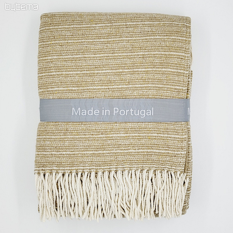 Luxury blanket BEIGE WITH FRINGES