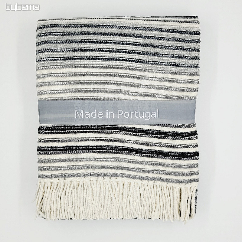 Luxury blanket GRAY WHITE WITH FRINGES