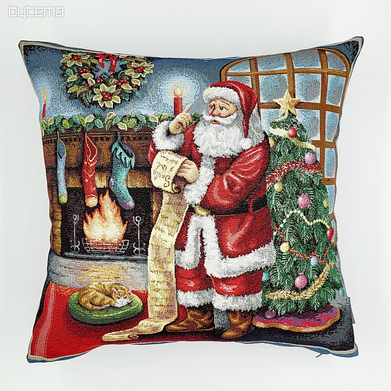 Christmas tapestry cover SANTA AT THE FIREPLACE