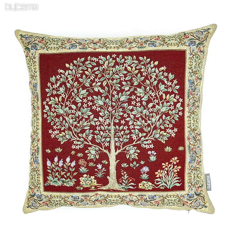 RED tapestry TREE OF HAPPINESS cushion cover