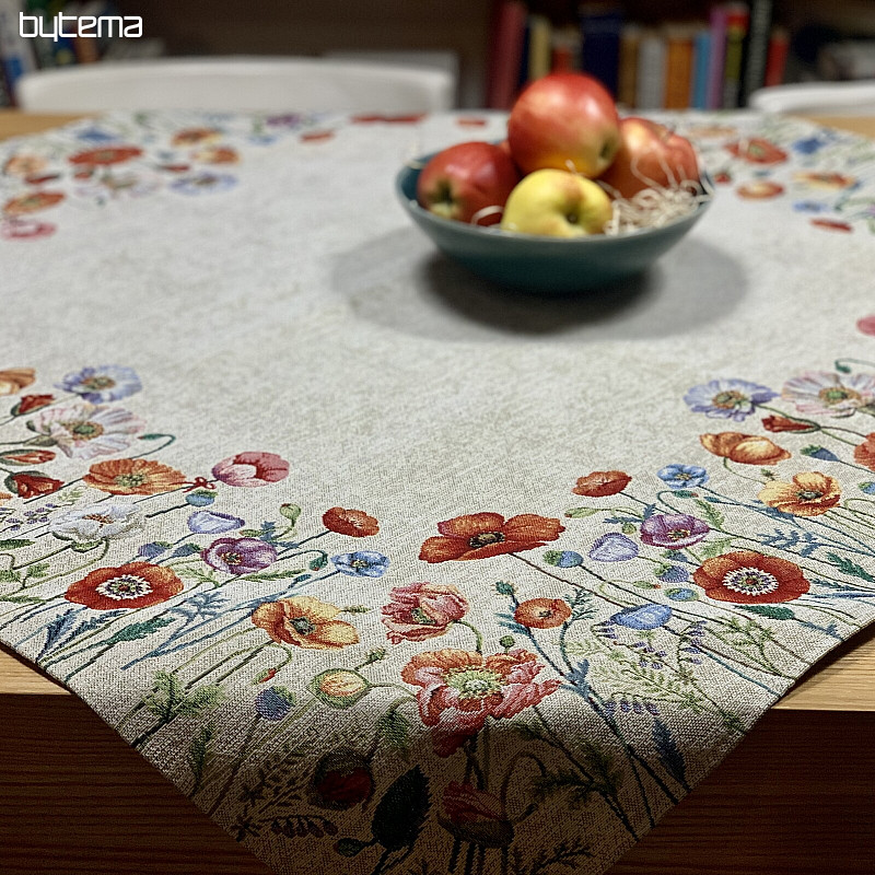 Tapestry tablecloth and scarf POPPY ROMANCE