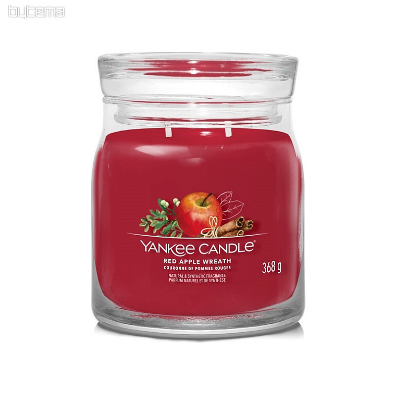 candle YC fragrance RED APPLE WREATH GLASS MEDIUM 2 wicks