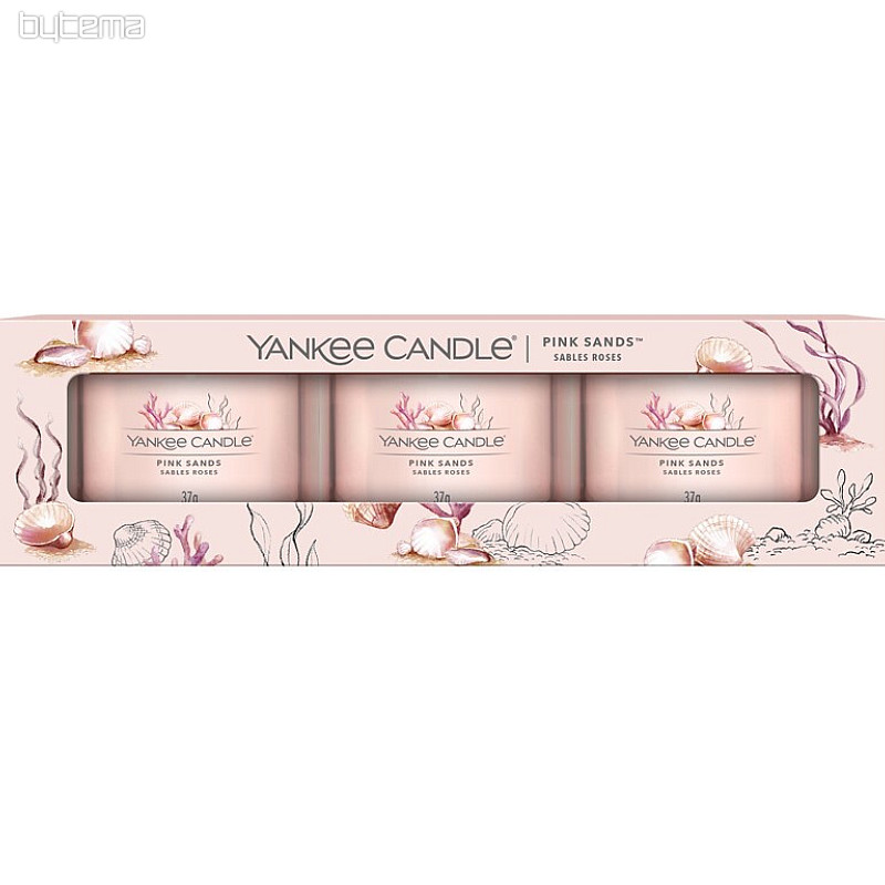 YC PINK SANDS set in glass 3 pieces