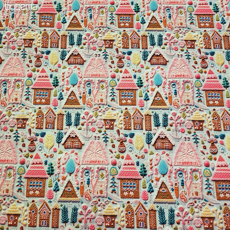 GINGERBREAD COTTAGE cotton fabric