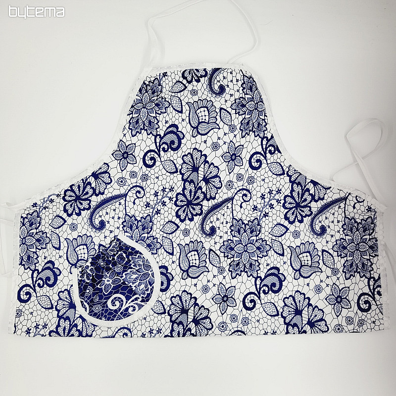 Apron with bib WHITE BLUE