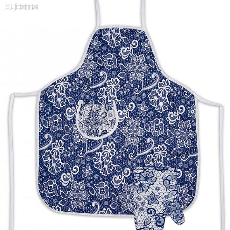 Apron with bib BLUE WHITE