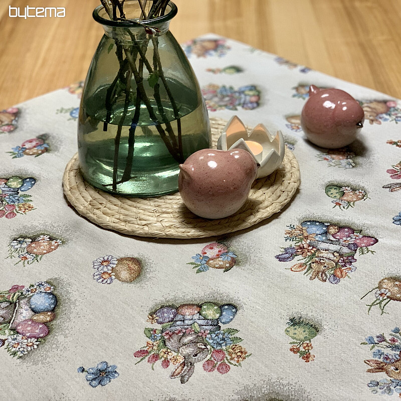 Tapestry tablecloth and scarf HARE IN A FLOWER POT