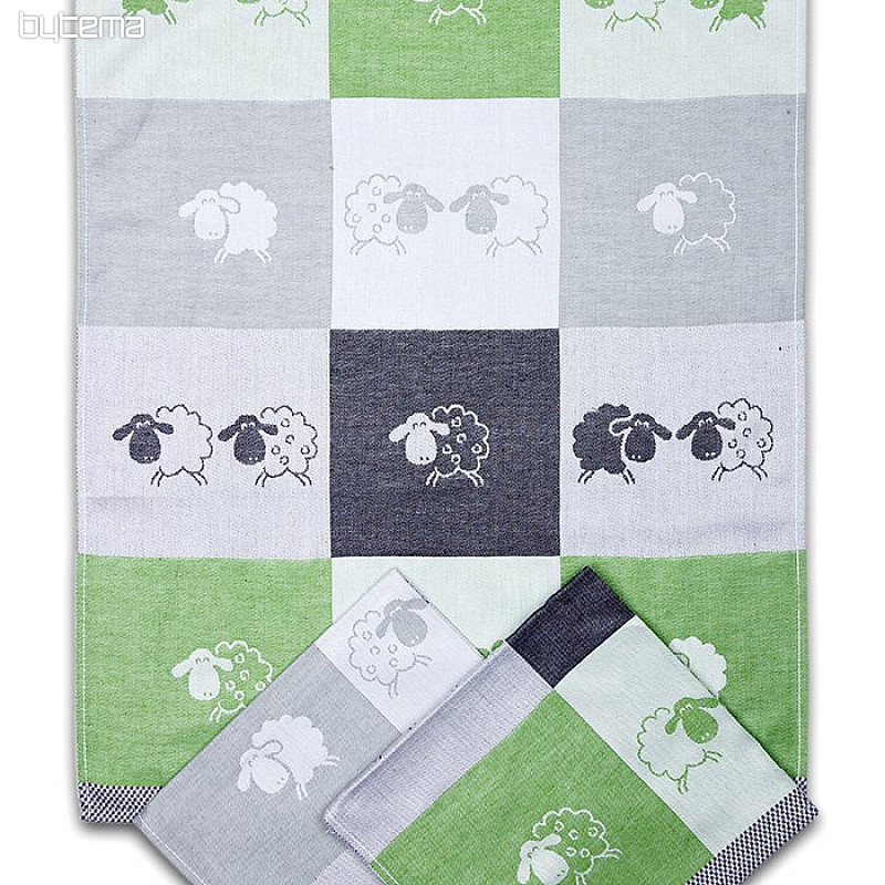 Tea towels Ovečky cube green 3 pcs