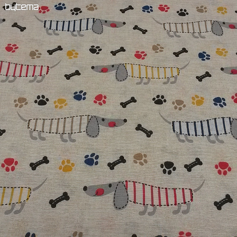 DACHSHUND MORRIS gray decorative fabric