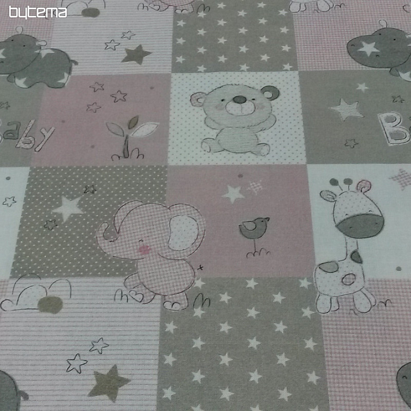 Cotton fabric BABY ZOO pink