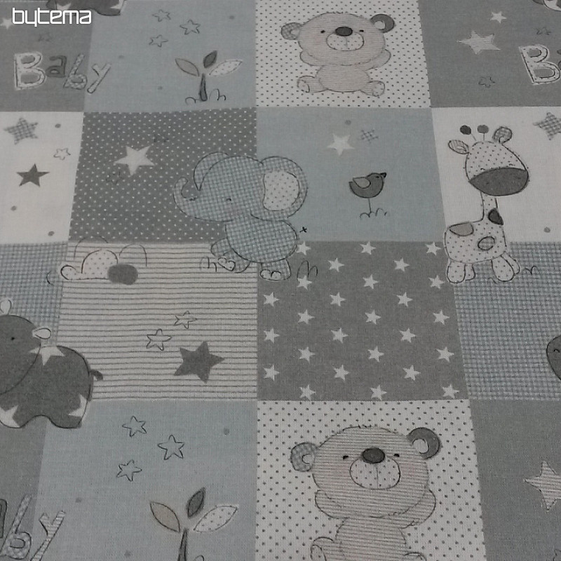 Cotton fabric BABY ZOO blue