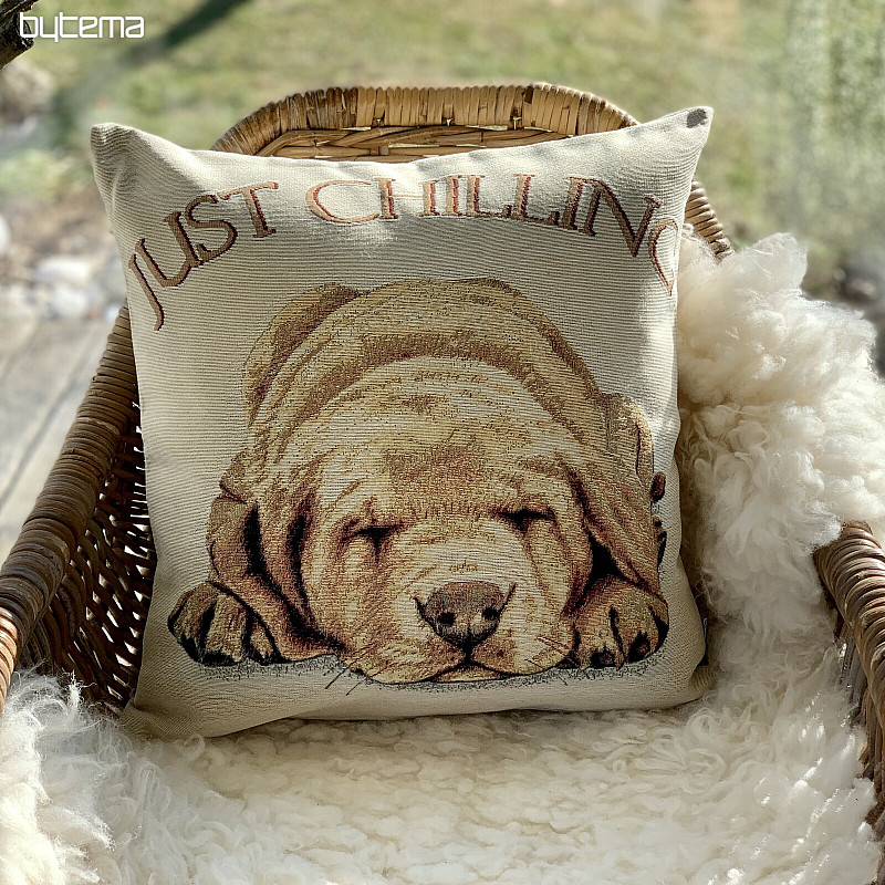 Tapestry pillow-case Dog JUST CHILLING