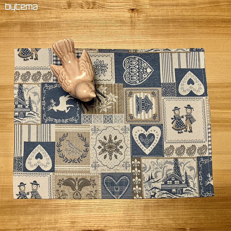 Placemat PATCHWORK HEART blue