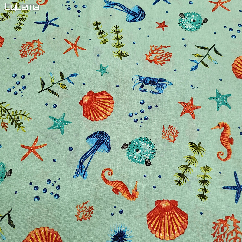 Decorative fabric SEAFOOD turquoise