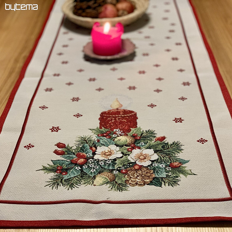 Tapestry tablecloth and scarf CHRISTMAS CANDLE