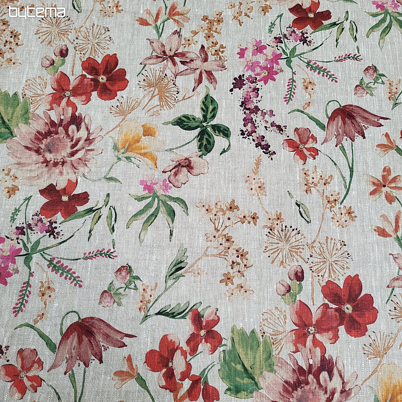 Linen fabric MEADOW FLOWERS