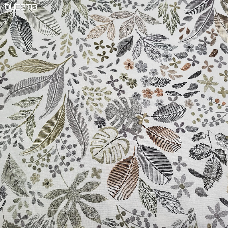 Decorative fabric Leaves MELIA brown