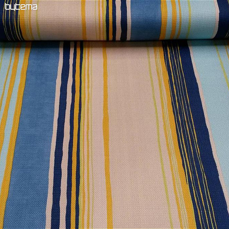 Decorative fabric Stripe blue-yellow 140 cm