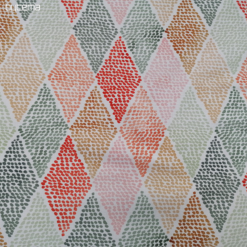 Decorative fabric KOSOČVERCE red-green