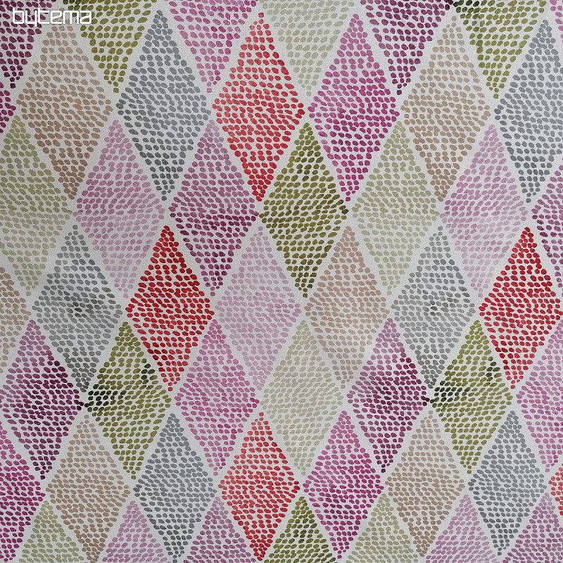 Decorative fabric KOSOČVERCE pink-green