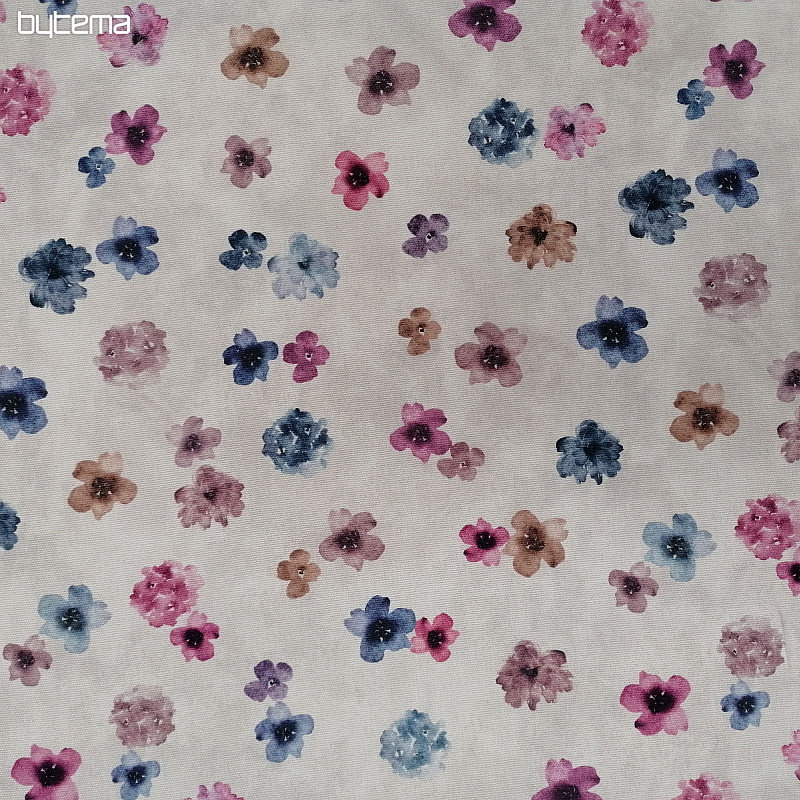 Decorative fabric FLOWERS purple-blue