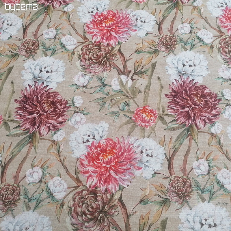 Decorative fabric PEKIN FLOWER LARGE BEIGE