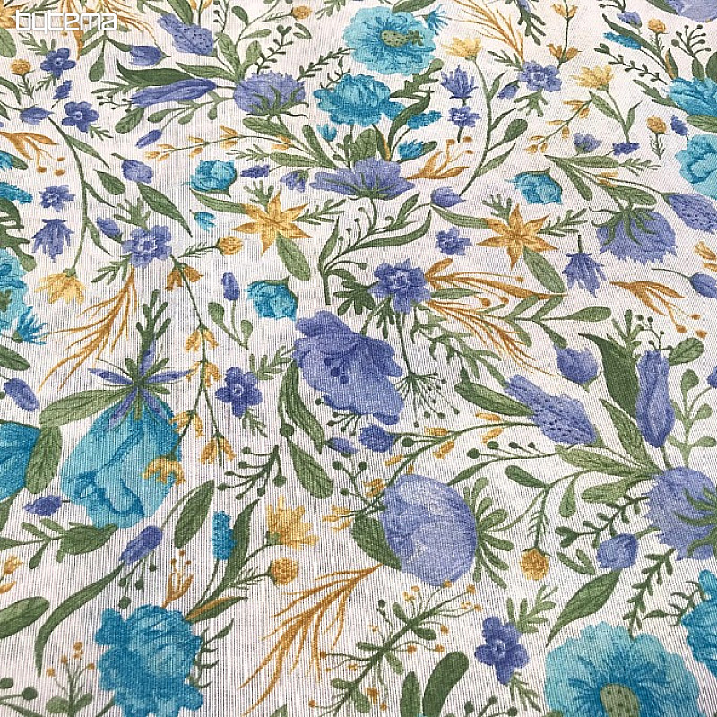 Tablecloth - CLARA blue flowers