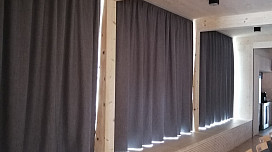 Black out curtains in the new sports hall in Bordovíce