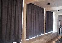 Black out curtains in the new sports hall in Bordovíce