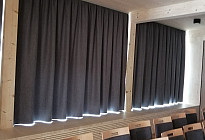 Black out curtains in the new sports hall in Bordovíce