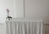 Curtains and a tablecloth with a skirt for the ceremonial room in the village of Lešná